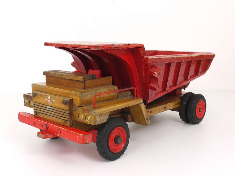 Decorative Antique Wood Toy Truck From the Early 1950s 3