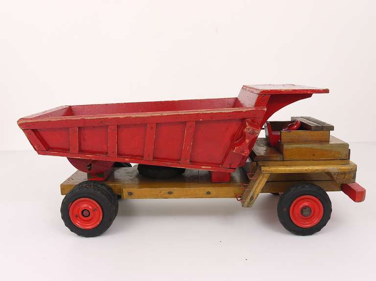 Mid-20th Century Decorative Antique Wood Toy Truck From the Early 1950s
