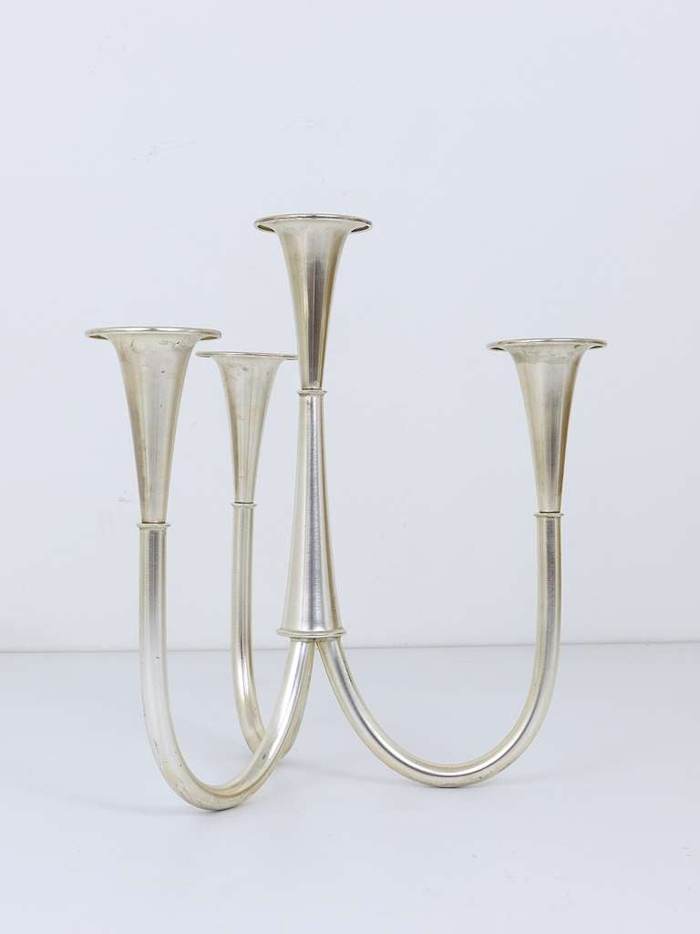 20th Century Silvered Bauhaus Candelabra Candleholder by Wilhelm Wagenfeld for WMF Germany