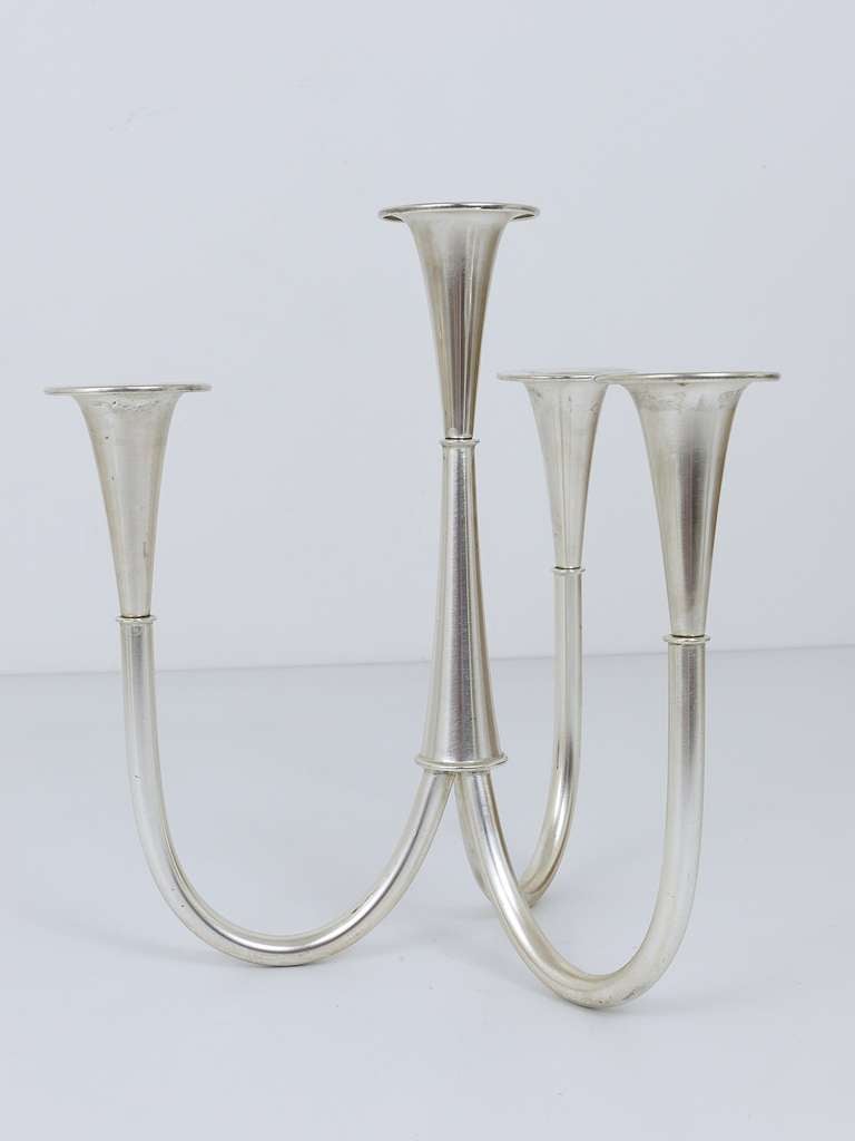 Silvered Bauhaus Candelabra Candleholder by Wilhelm Wagenfeld for WMF Germany 6