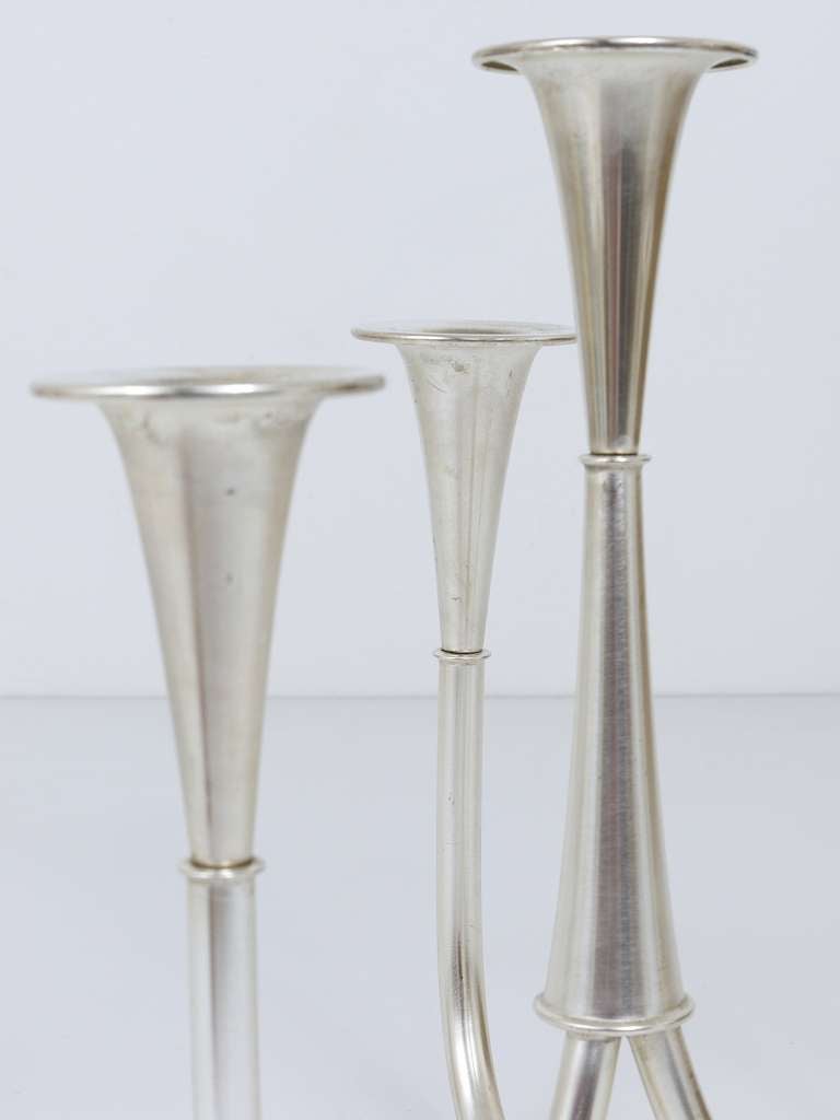 Silvered Bauhaus Candelabra Candleholder by Wilhelm Wagenfeld for WMF Germany 4