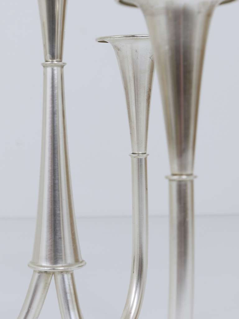 Silvered Bauhaus Candelabra Candleholder by Wilhelm Wagenfeld for WMF Germany In Excellent Condition In Vienna, AT