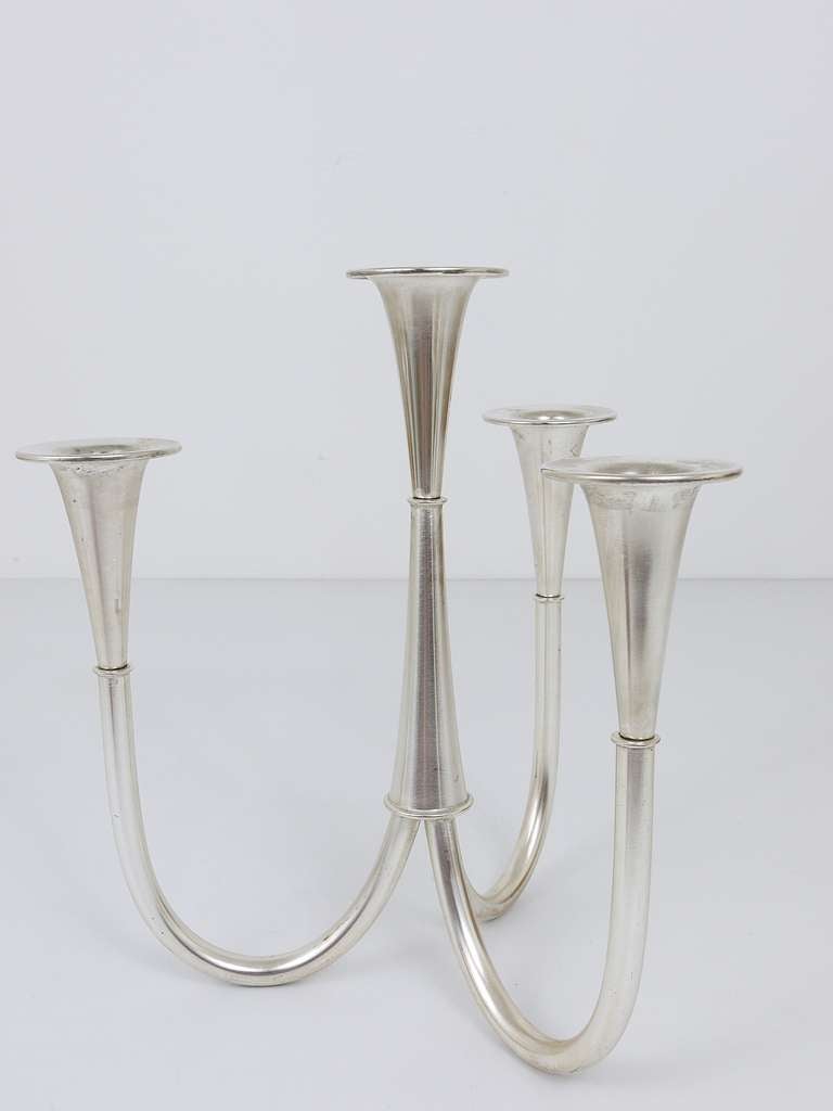 Silvered Bauhaus Candelabra Candleholder by Wilhelm Wagenfeld for WMF Germany 3