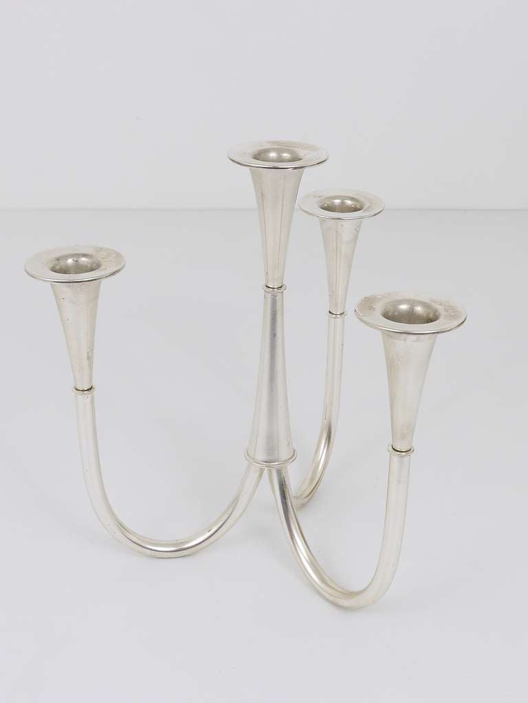 Silvered Bauhaus Candelabra Candleholder by Wilhelm Wagenfeld for WMF Germany 5