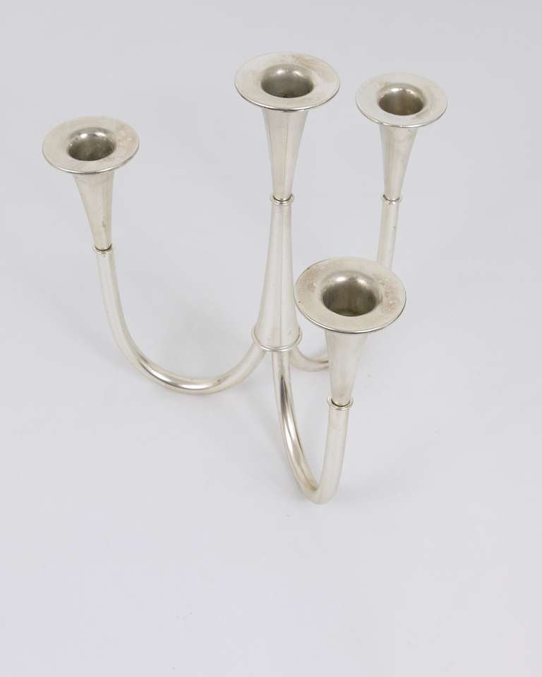 Silvered Bauhaus Candelabra Candleholder by Wilhelm Wagenfeld for WMF Germany 2