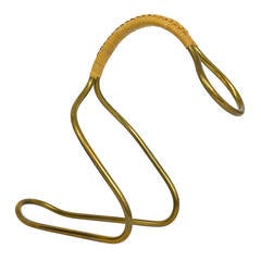Carl Auböck Brass and Wicker Wine Server, Austria 1950s 2