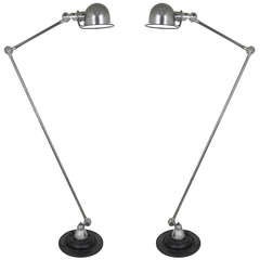 Two Matching Jean Louis Domecq Jielde Lyon Industrial Floor Lamps, France, 1950s 11