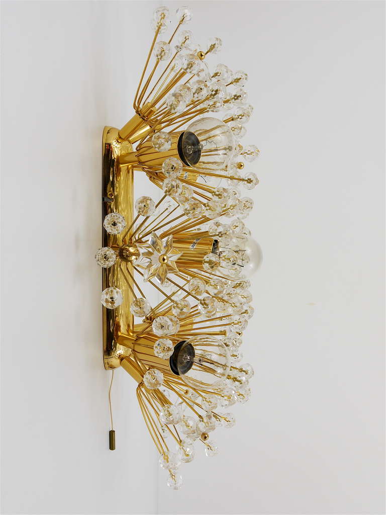 Mid-Century Modern Pair of Blowball Crystal Sconces in the Manner of Emil Stejnar, Rubert Nikoll