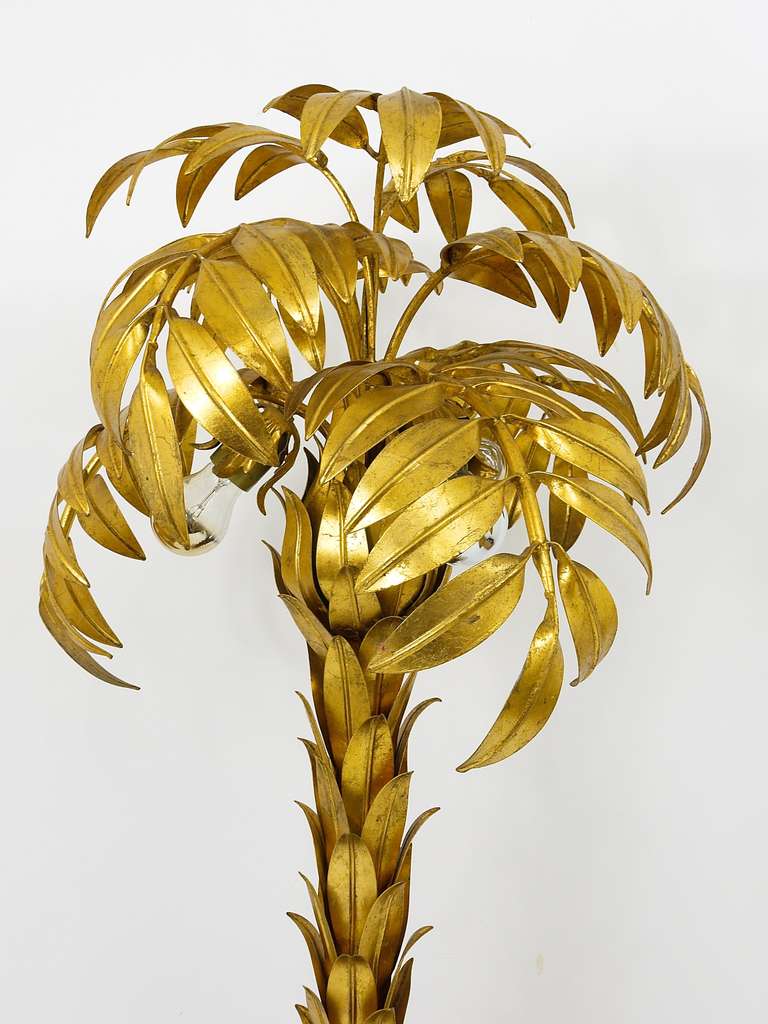 20th Century Gilt Metal Palm Tree Floor Lamp by Hans Kogl, Germany, Maison Jansen Style