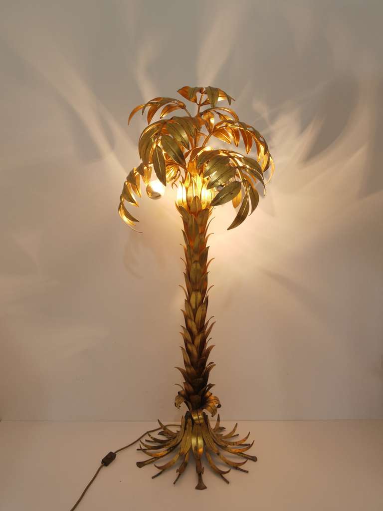 Gilt Metal Palm Tree Floor Lamp by Hans Kogl, Germany, Maison Jansen Style 2
