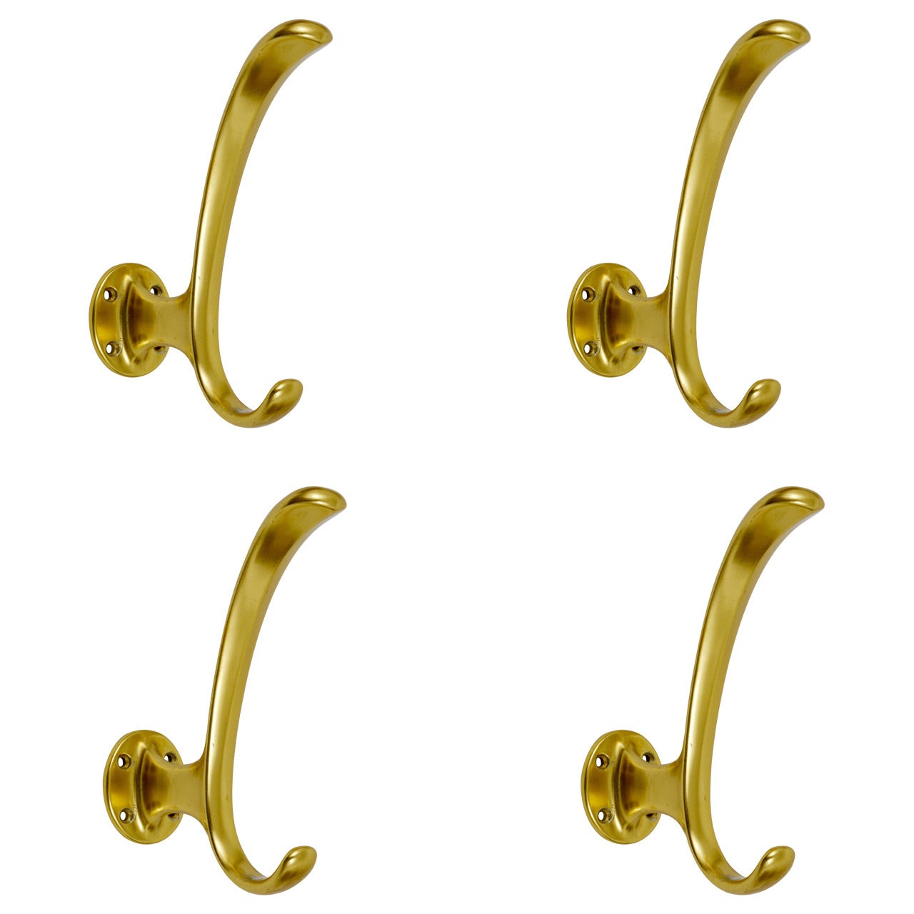 Set of Four Golden Midcentury Wall Hooks, Austria, Vienna, 1950s For Sale