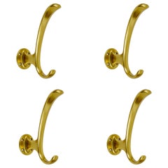 Retro Set of Four Golden Midcentury Wall Hooks, Austria, Vienna, 1950s