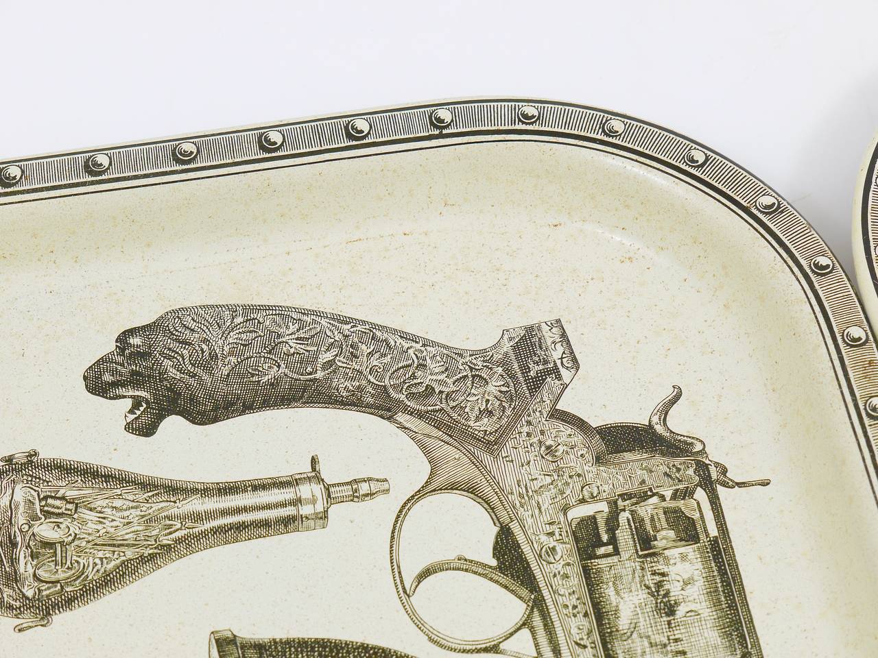 Pair of Beautiful Pistol Trays Attributed to Piero Fornasetti, 1960s 3