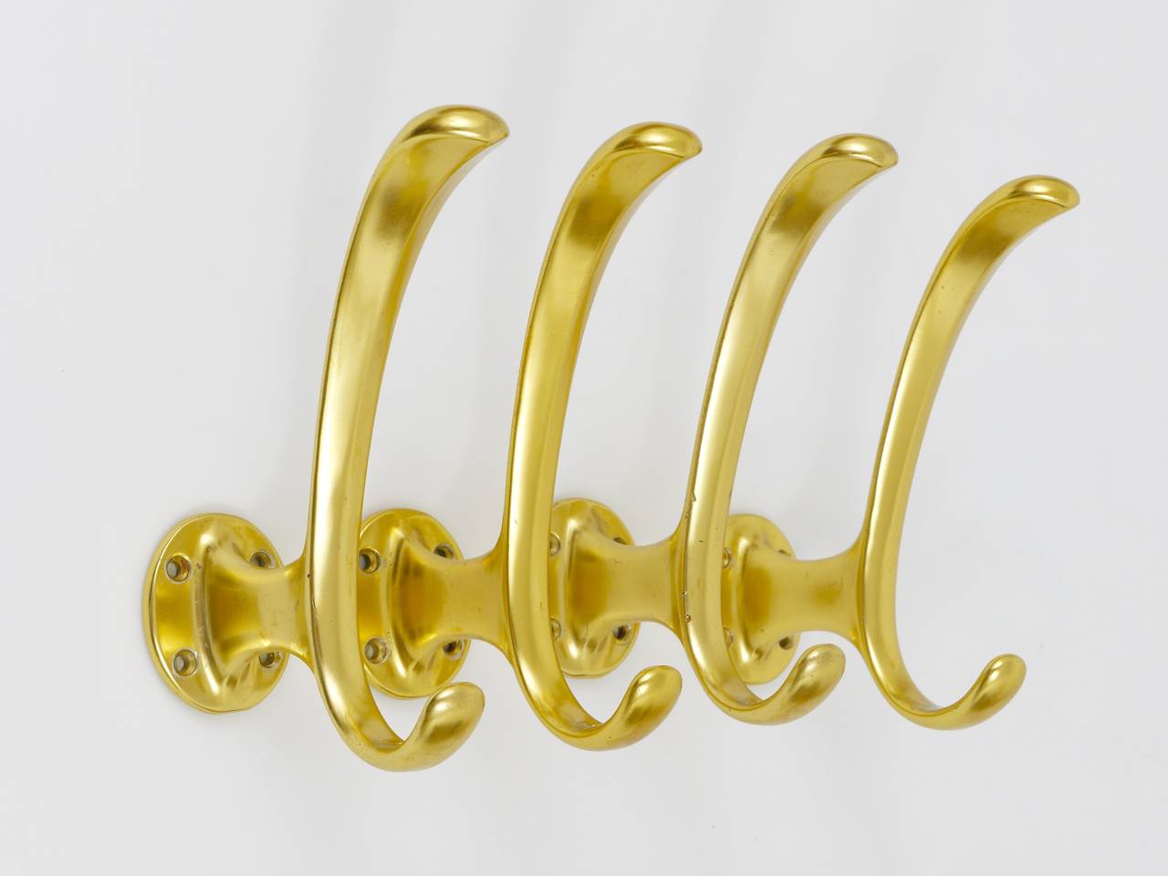 20th Century Set of Four Golden Midcentury Wall Hooks, Austria, Vienna, 1950s For Sale