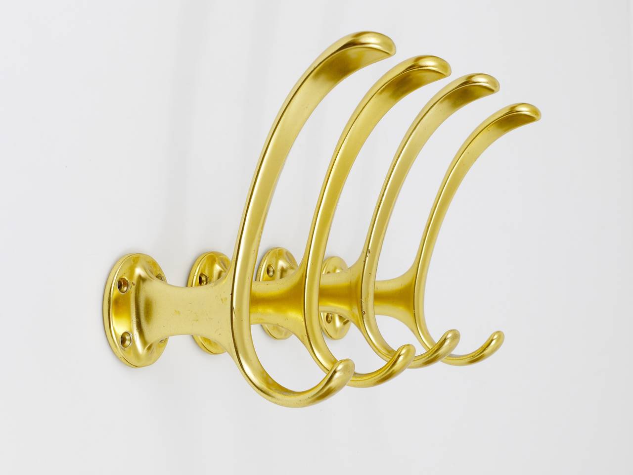 Anodized Set of Four Golden Midcentury Wall Hooks, Austria, Vienna, 1950s For Sale