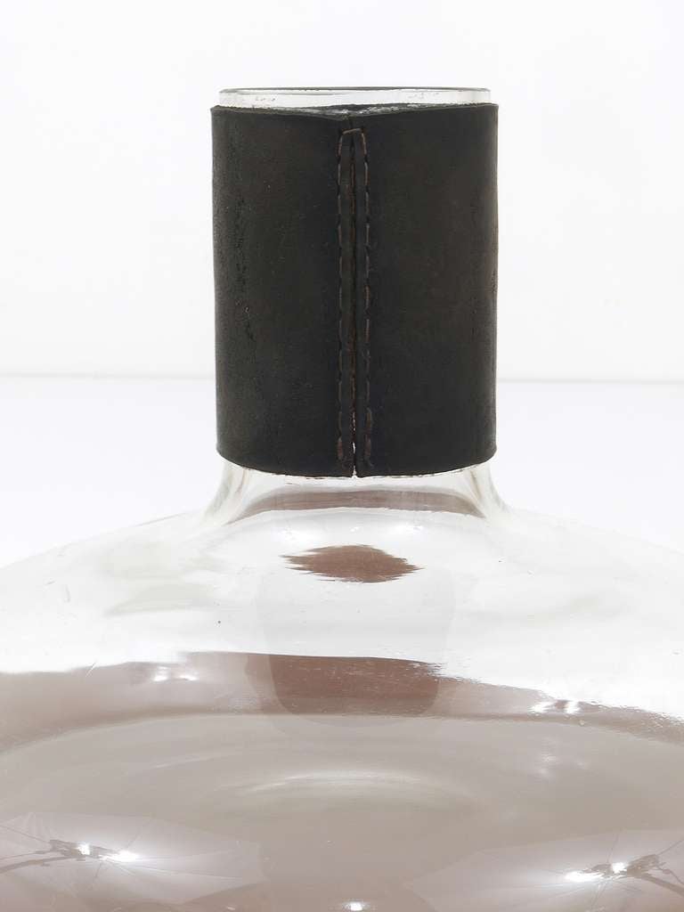 Carl Aubock Mid-Century Vase Decanter Tuberkulinkolben with Black Leather Top 2