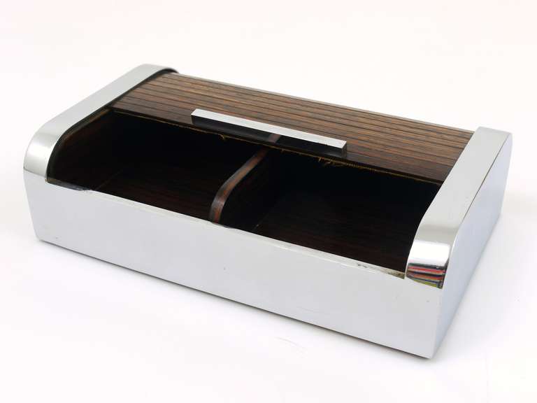 1930s Carl Aubock Vienna Large Modernist Cigarette Storage Box with Roll Top 5