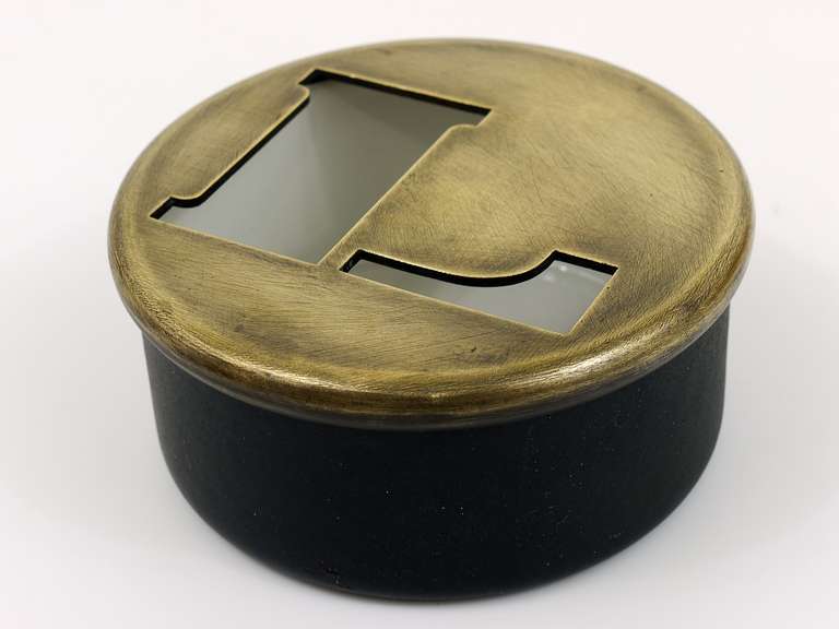 Carl Aubock Letter L Enameled Brass Storage Bowl for Paper Clips