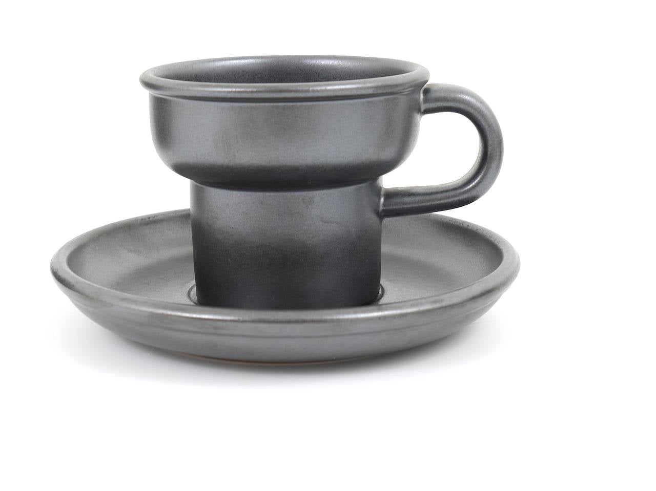Carl Auböck Modernist Tea Set and Plates, Stoneware by Ostovics, Austria 1