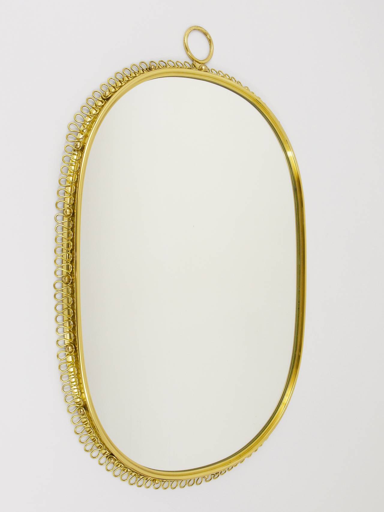 Mid-Century Modern Beautiful Josef Frank Brass Loop Mirror, Austria, 1950s