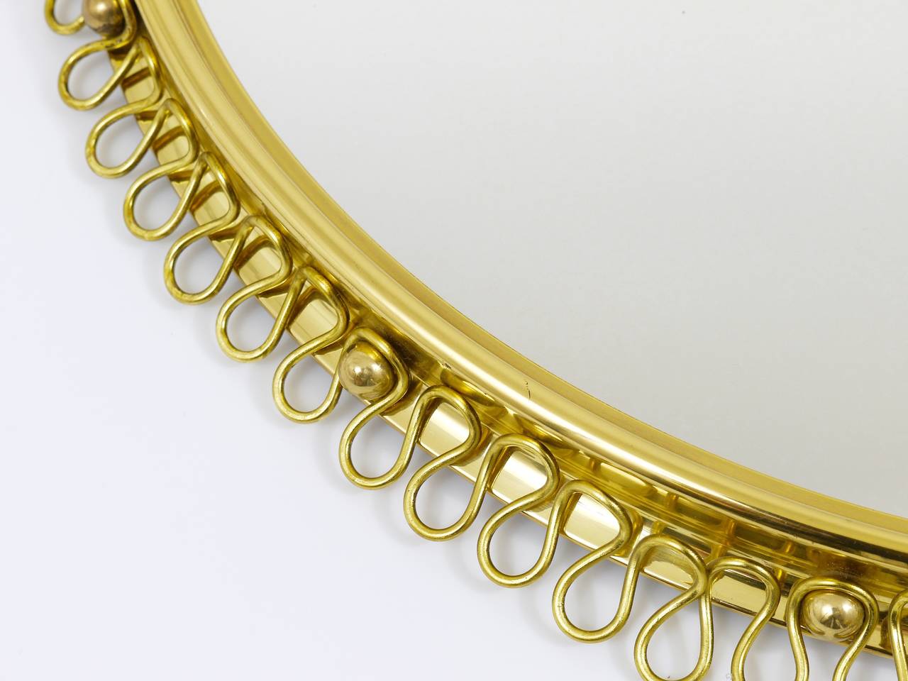 Austrian Beautiful Josef Frank Brass Loop Mirror, Austria, 1950s