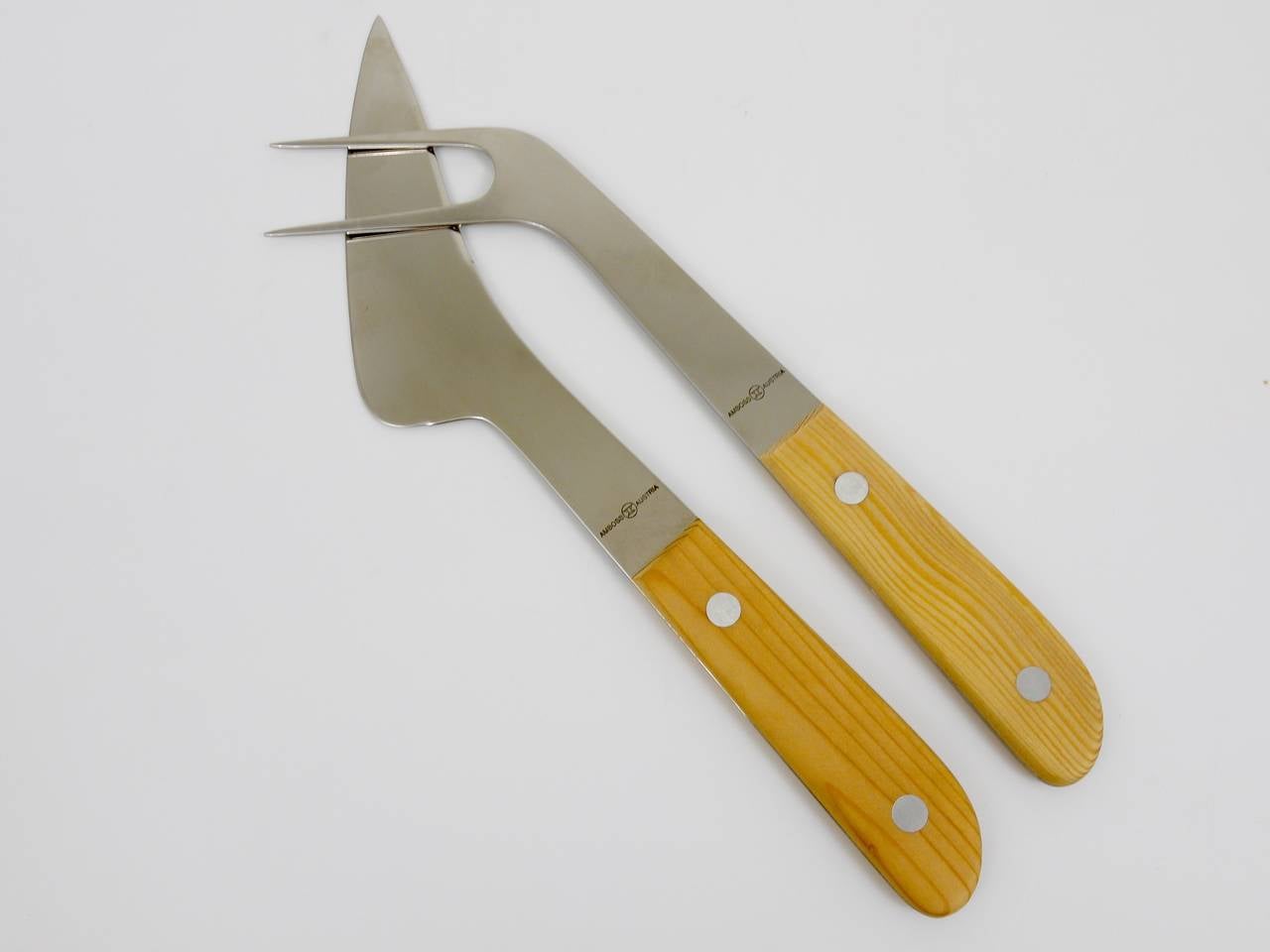 Schnitzerei-Set 5009 aus der Mitte des Jahrhunderts, Messer und Gabel von Amboss Österreich, 1960er Jahre im Angebot 3