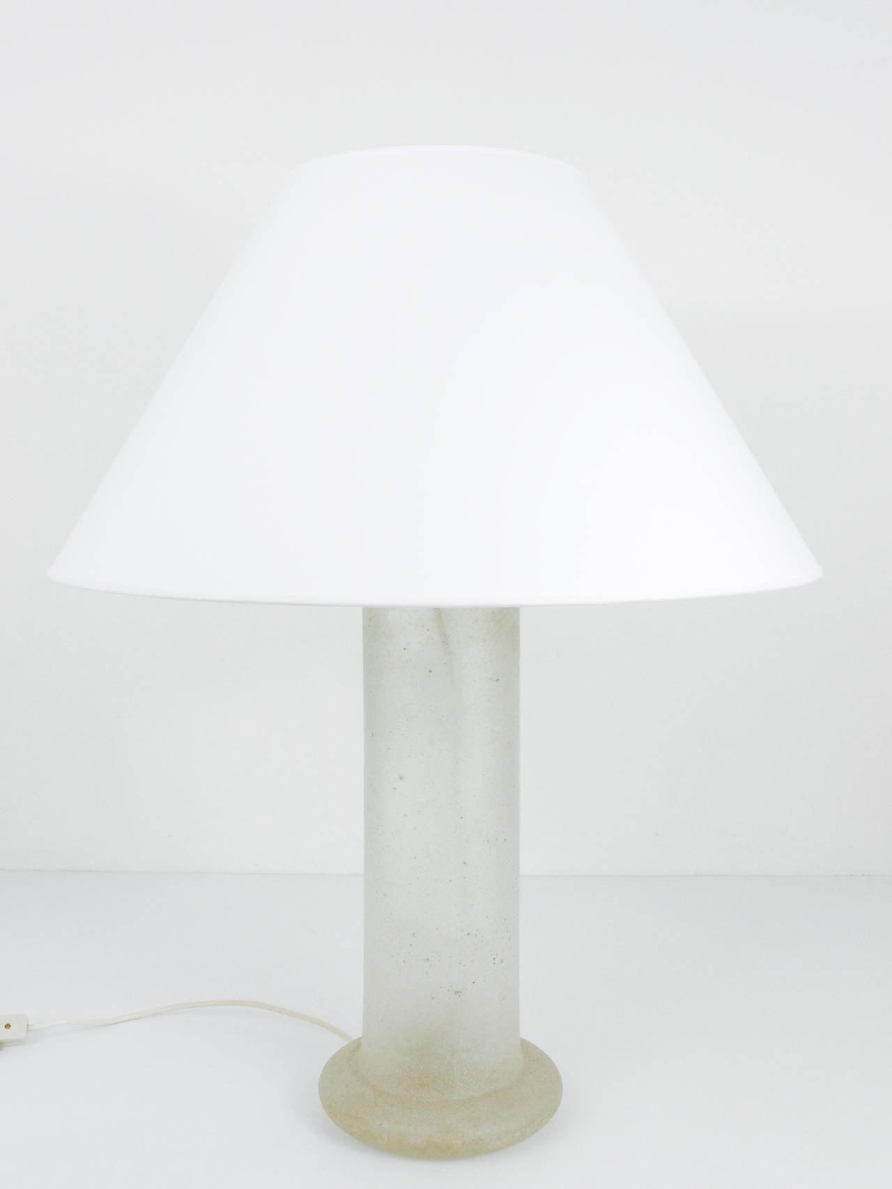 American Signed Karl Springer Table Lamp with a Sandblasted Glass Base, 1970s For Sale