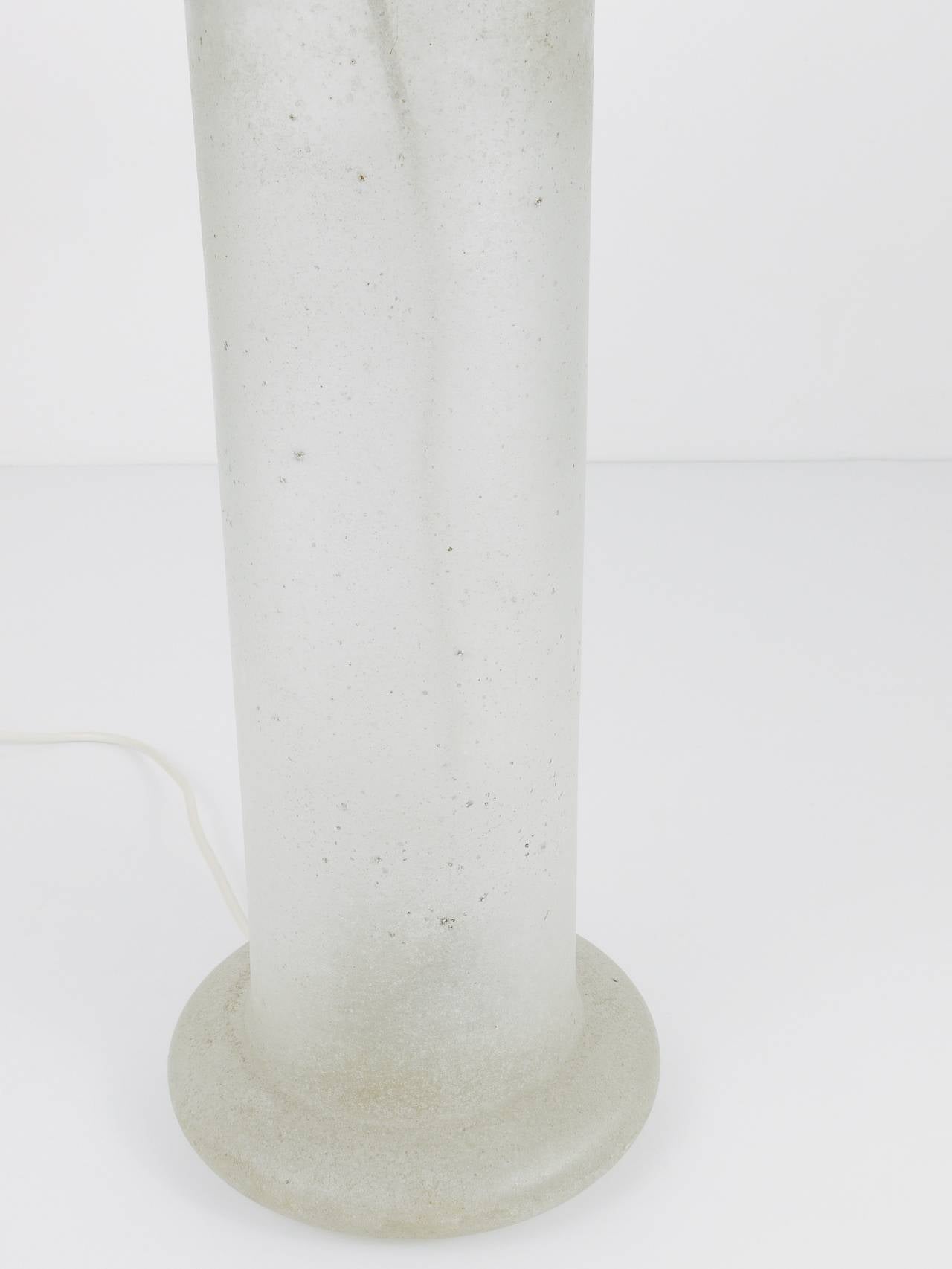 20th Century Signed Karl Springer Table Lamp with a Sandblasted Glass Base, 1970s For Sale