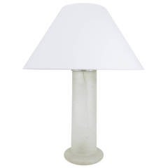 Signed Karl Springer Table Lamp with a Sandblasted Glass Base, 1970s 2