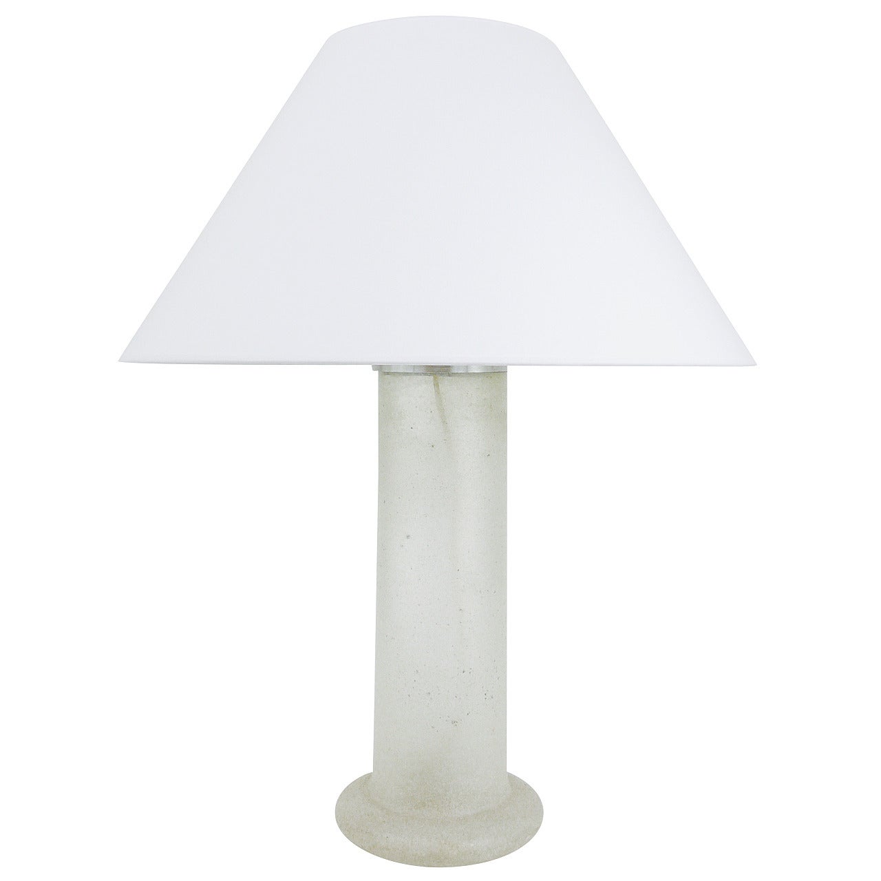 Lampe de table signée Karl Springer avec base en verre sablé, 1970 en vente