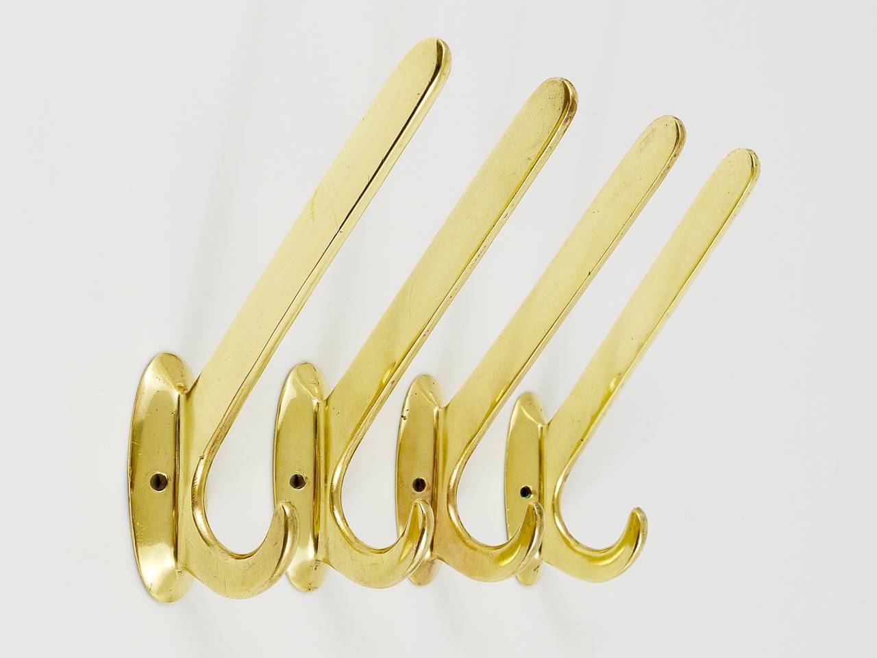 Four Art Nouveau Handmade Brass Wall Hooks, Austria, 1920s For Sale 3