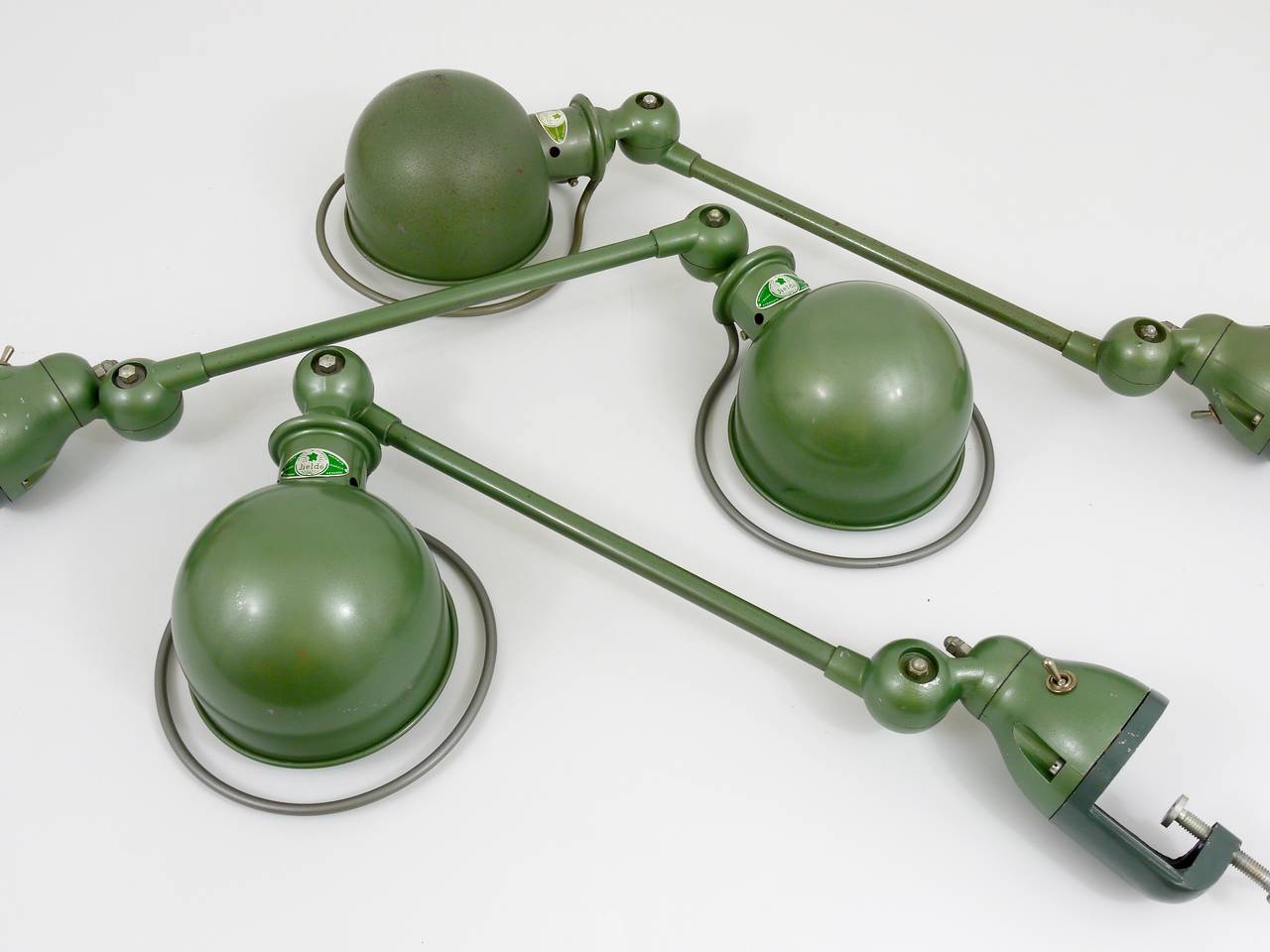 Two Matching Jean Louis Domecq for Jielde Lyon Industrial Clamp Lamps, 1950s In Excellent Condition For Sale In Vienna, AT