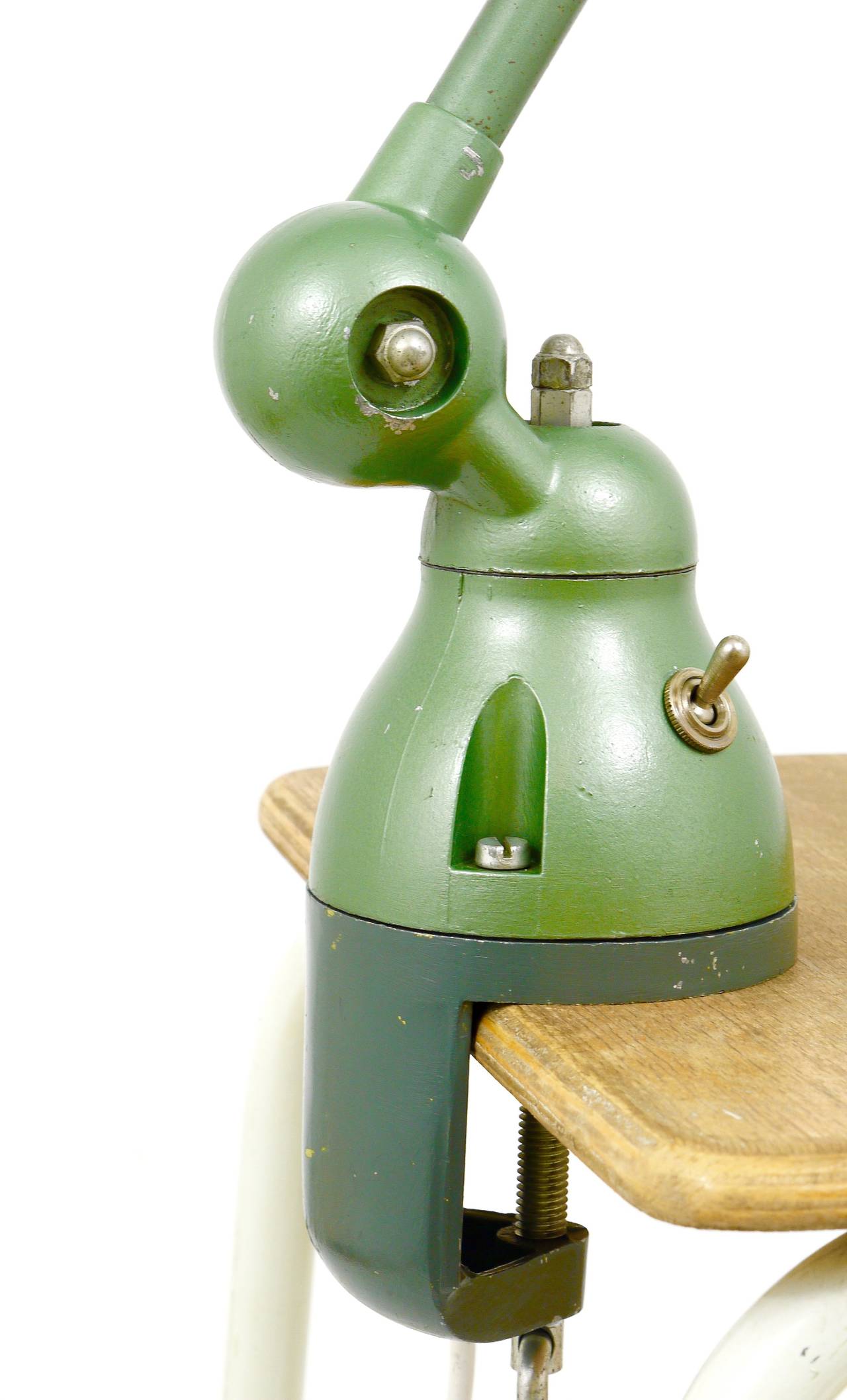 Due lampade industriali a morsetto abbinate di Jean Louis Domecq per Jielde Lyon, anni '50 in vendita 2