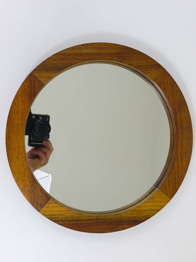 Modernistisches Spiegelpaar von Carl Aubock Vienna aus rundem Nussbaumholz, 1950er Jahre