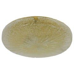 Carl Fagerlund Textured Glass and Brass Flush Mount for Orrefors of Sweden 5