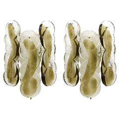 Beautiful Kalmar Citrus Swirl Ice Glass Sconces or Wall Lights, Austria, 1970s 6
