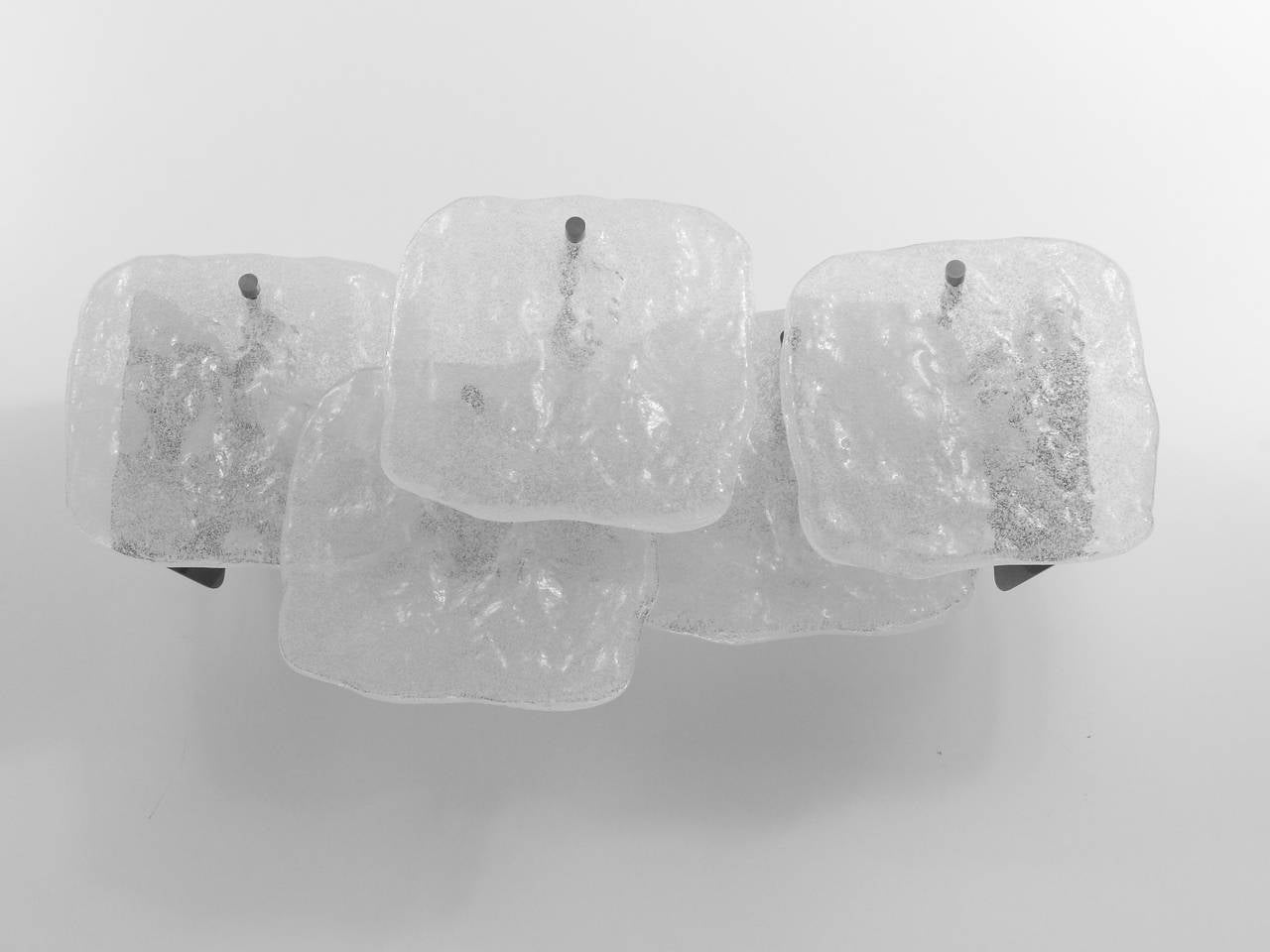 Beautiful Kalmar Frosted Ice Glass Panel Sconce Wall Lamp, Austria, 1960s For Sale at 1stdibs