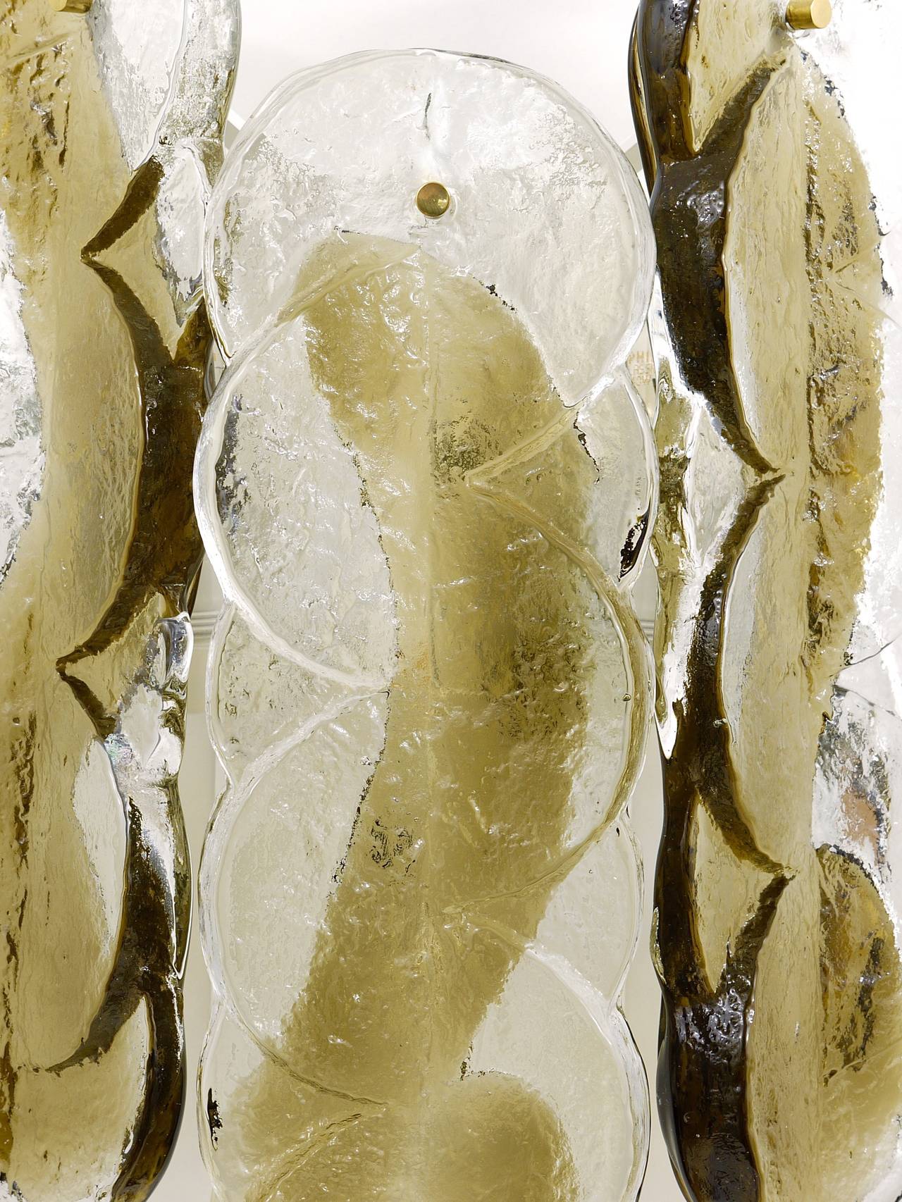 Mid-Century Modern J.T. Kalmar Citrus Swirl Ice Glass Sconces Wall Lights, Austria, 1970s