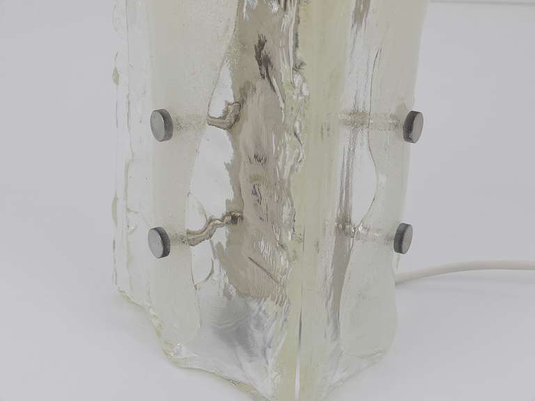 20th Century Sculptural Mazzega Murano Melting Glass Table Lamp,  Italy, 1960s For Sale