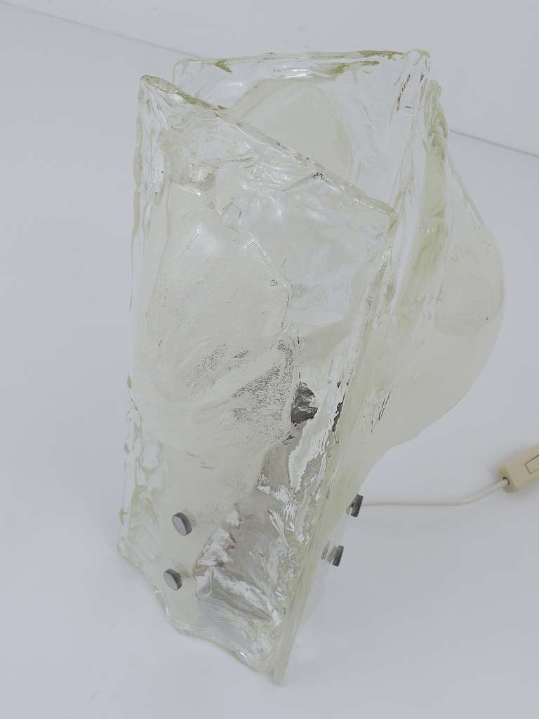 Metal Sculptural Mazzega Murano Glass Mid-Century Table Side Lamp,  Italy, 1960s