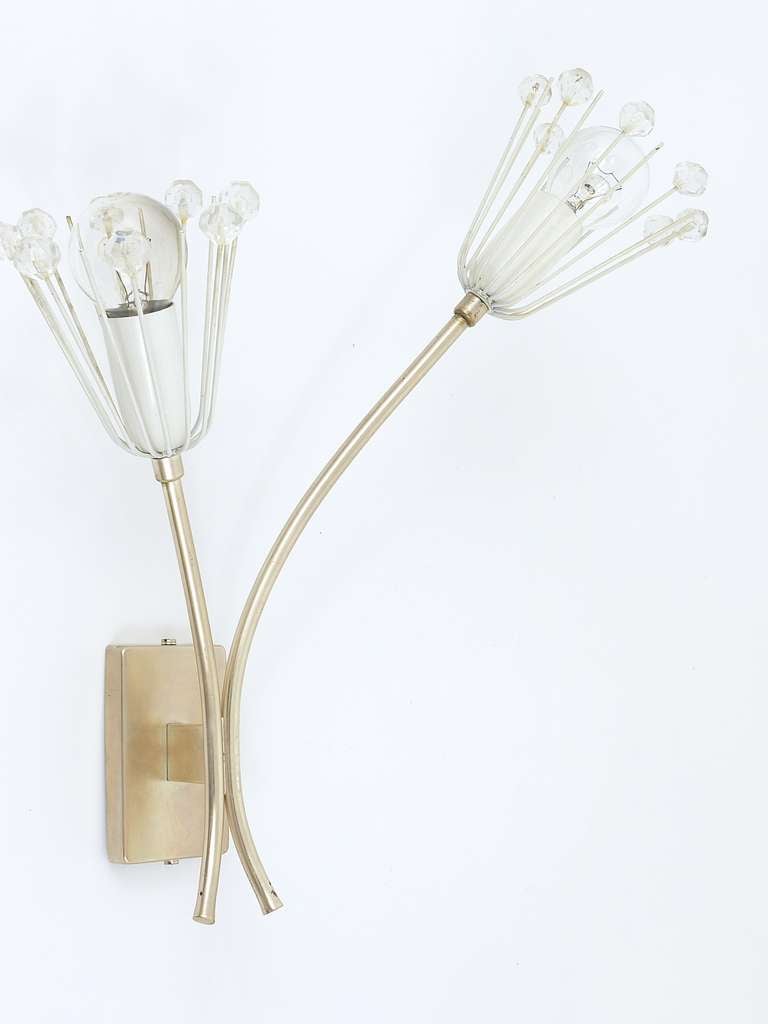 Pair Silver Plated Emil Stejnar Midcentury Flower Sconces, Rupert Nikoll, 1950s In Good Condition For Sale In Vienna, AT
