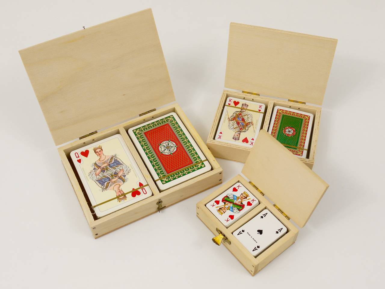 20th Century Lovely Set of Three Carl Auböck Wooden Card Games Boxes, Austria 1970s