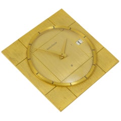 Beautiful Jaeger-LeCoultre Midcentury Eight Days Brass Desk Clock, 1960s