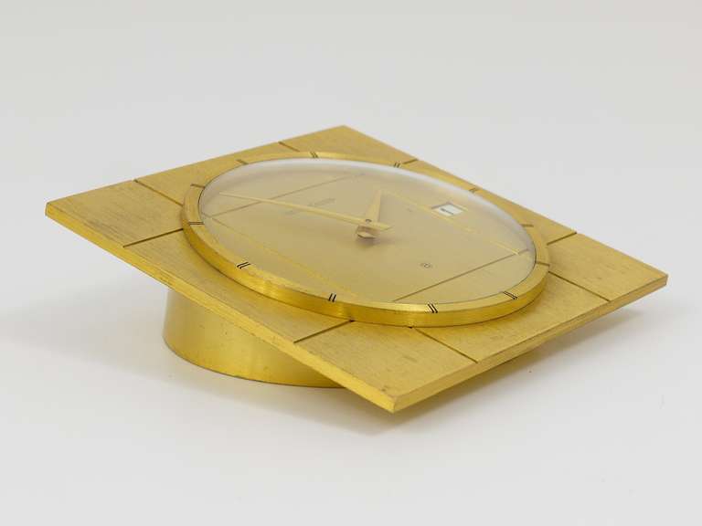 Mid-Century Modern Beautiful Jaeger-LeCoultre Midcentury Eight Days Brass Desk Clock, 1960s
