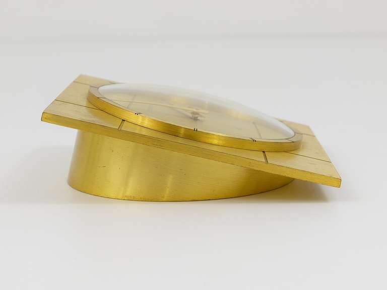 20th Century Beautiful Jaeger-LeCoultre Midcentury Eight Days Brass Desk Clock, 1960s