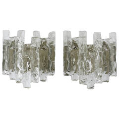 Pair of Kalmar Mid Century Icicle Ice Glass Sconces, Austria, 1960s 7