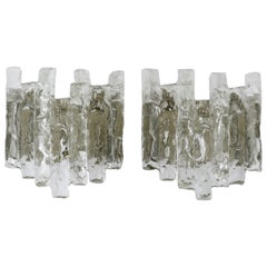 Pair of Kalmar Mid Century Icicle Ice Glass Sconces, Austria, 1960s