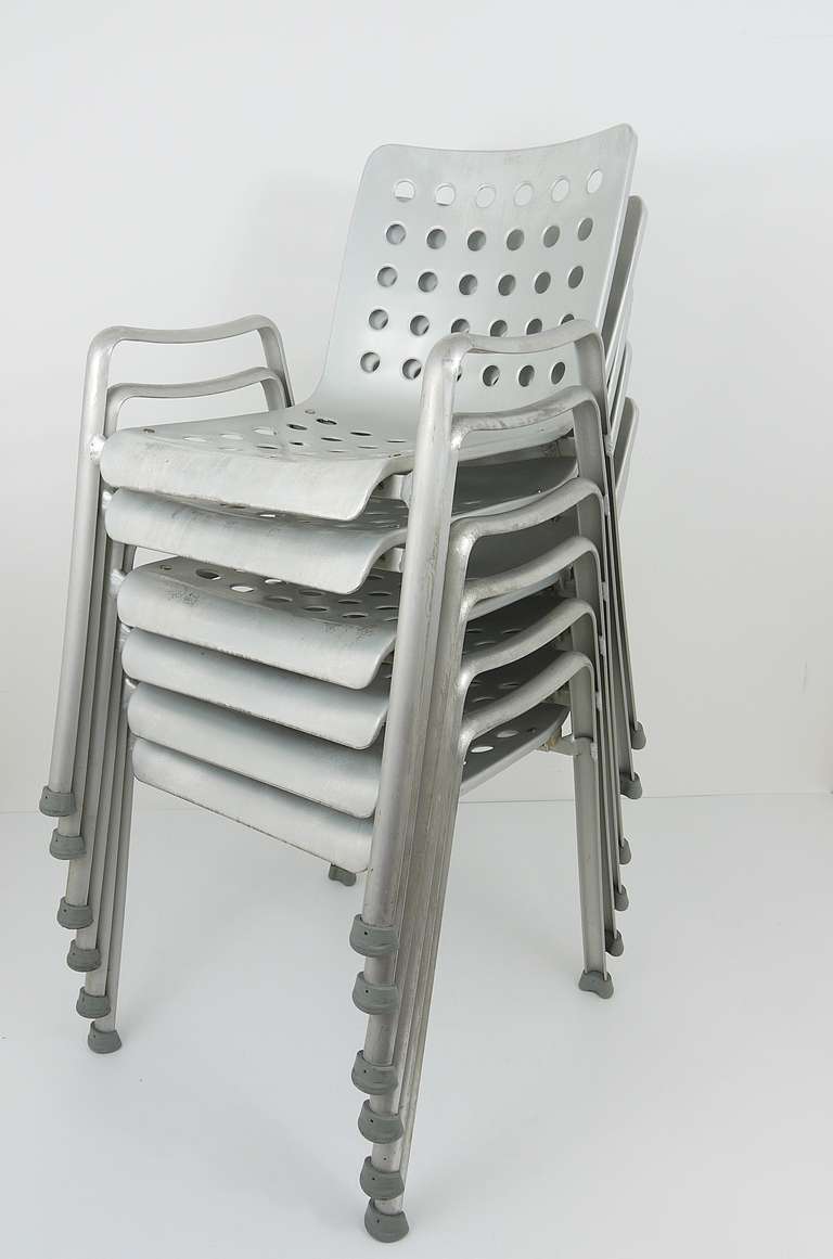 Aluminum Up to 3 Hans Coray Stackable Landi Aluminium Chairs, 1960s, MEWA, Switzerland