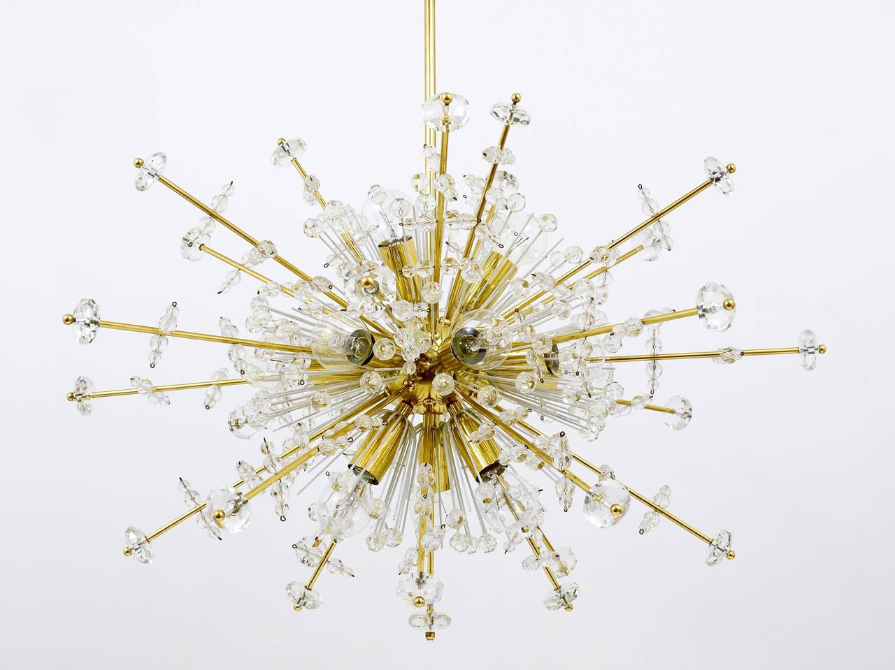 Emil Stejnar Sputnik Chandelier with Long Brass Rays for Nikoll Austria In Excellent Condition In Vienna, AT
