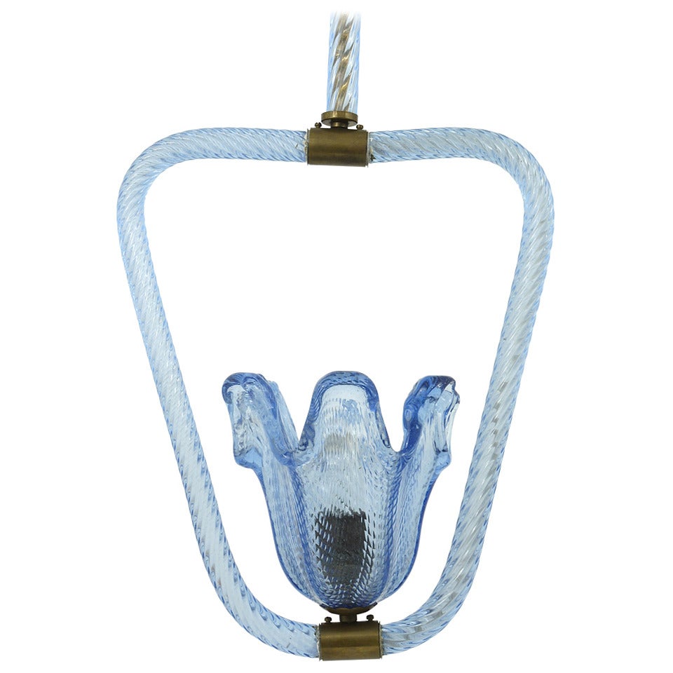 Barovier E. Toso Murano Glass Pendant Lamp, 1940s